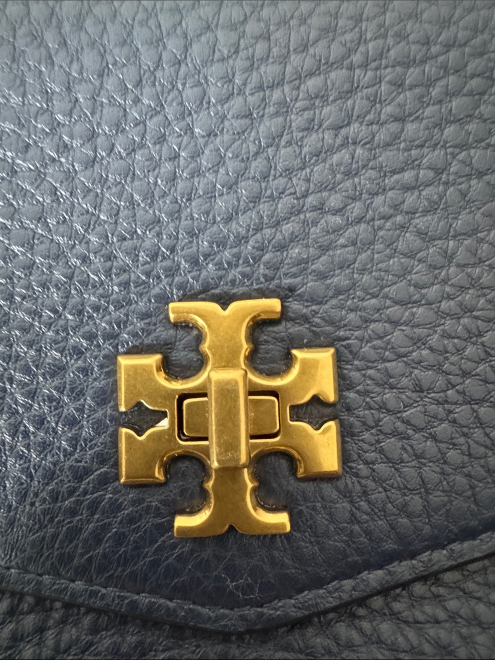 Tory Burch Navy Leather Crossbody with Gold Logo Chain - Picture 4 of 13
